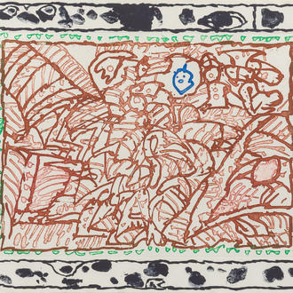 Pierre Alechinsky (1927): 'Ordre minéral', eau-forte et aquatinte, éd. 78/99, daté 1980