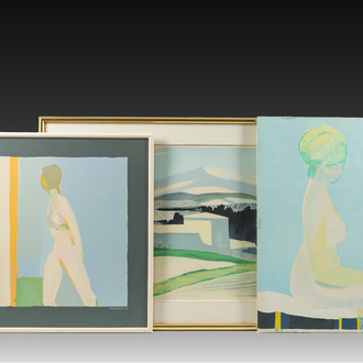 Roger Mühl (1929-2008): Trois lithographies en couleurs, éditions diverses