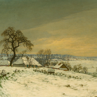 Frans Coppens (1895-1975) : Paysage d'hiver enneigé, huile sur toile
