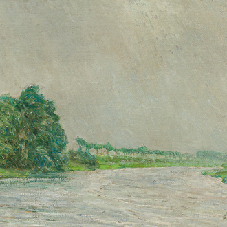 Emile Claus (1849-1924): Le long de la Lys, huile sur toile