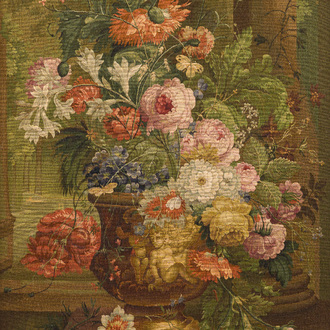 Tapisserie murale à décor de nature morte de fleurs à la manière de J.-B. Bosschaert, Koninklijke Manufactuur De Wit, Flandres, Malines, 20ème siècle
