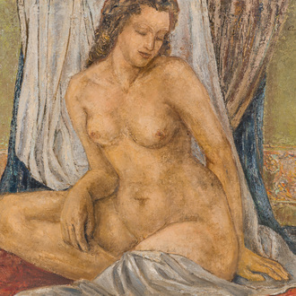 Carmen Dionyse (1921-2013): Nu allongé, huile sur toile, daté (19)46
