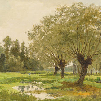 Cesar De Cock (1823-1904): Paysage en Gournay, huile sur toile, daté 1863