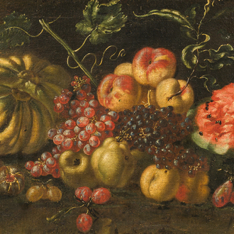 École romaine: Nature morte aux fruits, huile sur toile, fin du 17ème siècle