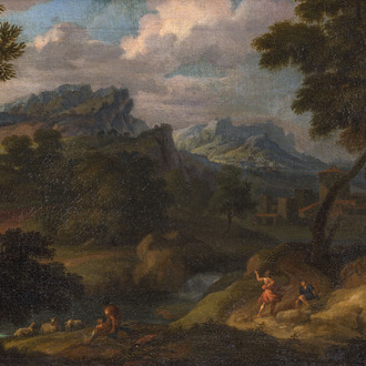Pieter van Bloemen (1657-1720, entourage de): Paysage animé, huile sur toile, vers 1700