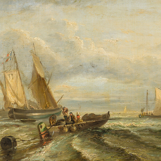 François Etienne Musin (1820-1888, à la manière de): Marine, huile sur toile, 19ème siècle