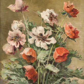 Armand Lynen (1849-1932): Nature morte aux fleurs, huile sur toile