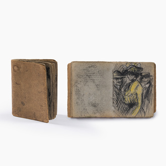 Eugeen Van Mieghem (1875-1930): Carnet de croquis avec des scènes de la vie quotidienne à Anvers, fusain et pastel, daté 22 et 23 août 1901