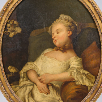 École française, suiveur de Jean-François Colson (1733-1803): 'Le repos', huile sur toile, 19ème siècle