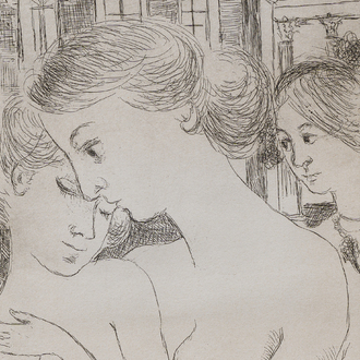 Paul Delvaux (1897-1994): 'L'apparition', eau-forte, éd. 73/75, daté (19)80