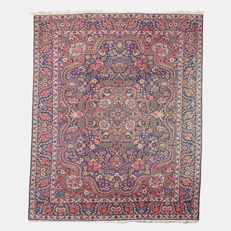 Tapis oriental de type Bakhtiar à décor floral, laine sur coton, 20ème siècle
