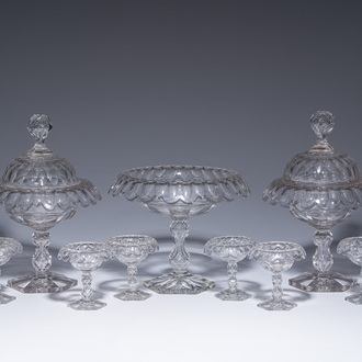A varied collection of glass and crystal drageoirs and salts, 19th/20th C.