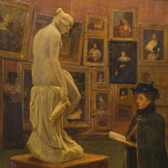 Charles Robertson (1859-1939): Visite au musée, huile sur toile