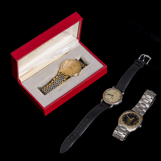 Trois montres Omega différentes, e.a. un modèle emblématique Omega De Ville et une Omega Seamaster Polaris, 20ème siècle