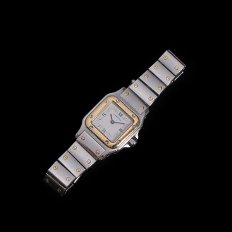 Montre-bracelet Cartier Santos Galbée en or jaune et acier, n°1057930, seconde moitié du 20ème siècle