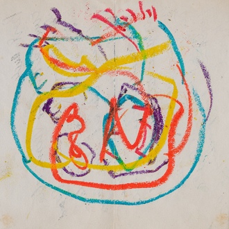 Karel Appel (1921-2006): Sans titre, crayon sur papier avec une lettre au dos, vers 1963