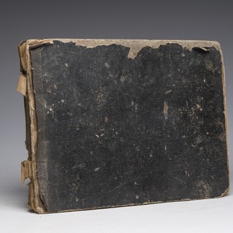 École académique: Volumineux carnet de croquis contenant de nombreux dessins, princ. d'après les anciens, encre, couleurs et crayon sur papier, 19ème