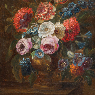 École européenne: Nature morte aux fleurs, huile sur toile, 19ème siècle