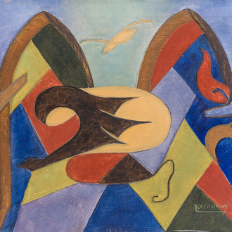 L. Delaunay (20ème siècle): Composition abstraite, huile sur toile