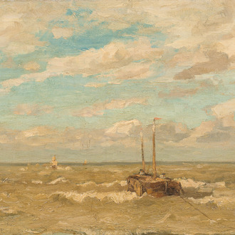 Adrien-Charles Le Mayeur de Merpres (1844-1923, à la manière de): Marine, huile sur toile