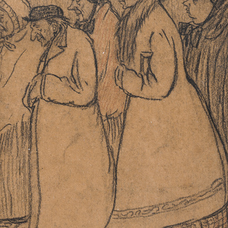 Eugeen Van Mieghem (1875-1930): La procession, technique mixte sur papier, daté (18)99
