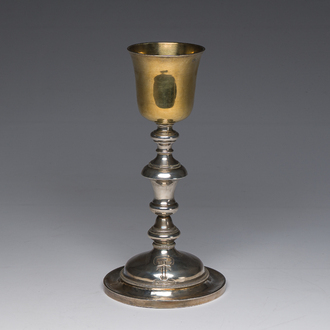 Calice en argent partiellement doré de style baroque, poinçon d'orfèvre Alexandre Thierry, France, 19ème siècle