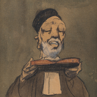 Alfred Ost (1884-1945): Le juge, fusain et aquarelle sur papier, daté 25 juin (19)11