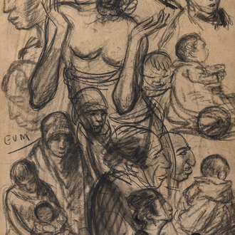 Eugeen Van Mieghem (1875-1930): A cross-section of society, mixed media on paper