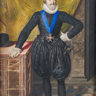 Flemish-French school: Portrait of Henry IV of France, miniature on parchment, early 17th C.
