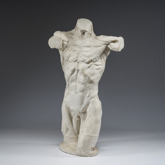 A tall plaster anatomical 'écorché' torso, 19th/20th C.