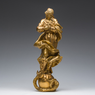 A French carved and gilt wooden 'Immaculate Conception' sculpture, 18th C.