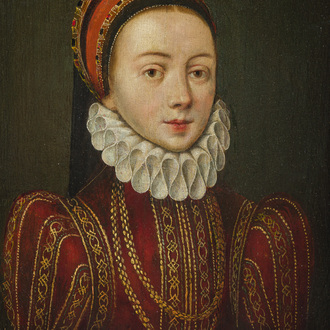School of the Netherlands: Portrait of a noble lady, possibly Elisabeth of Austria, oil on panel, ca. 1600
