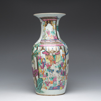 A Chinese famille rose 'Spring Festival' vase, 19th C.