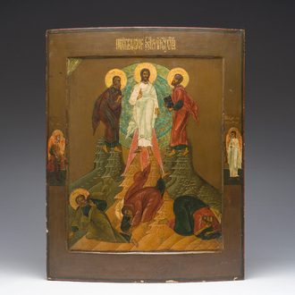 A large Russian orthodox 'Transfiguration of Jesus on mount Tabor' icon, 18th/19th C.