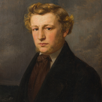 Ecole allemande: Portrait d'un gentilhomme, huile sur toile, 19ème siècle