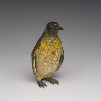 A Viennese polychrome cold painted bronze model of a penguin, 19th/20th C.