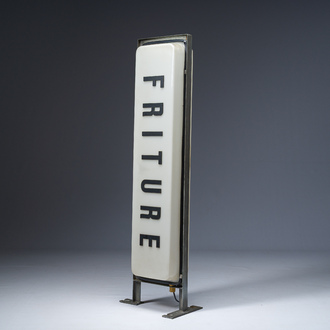 A double-sided light box or illuminated sign for a chip shop ('friture'), probably Northern France, 20th C.