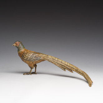 A Viennese polychrome cold painted bronze model of a pheasant, 19th/20th C.