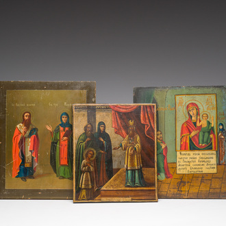 Three various Russian orthodox icons, 19th C.