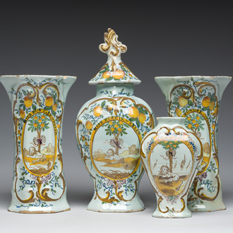 Four Dutch Delft polychrome 'orangist' vases, 18th/19th C.