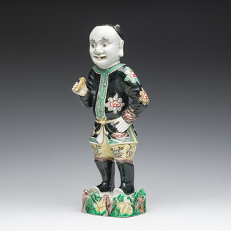 A Chinese famille noire 'soldier' figure, Kangxi