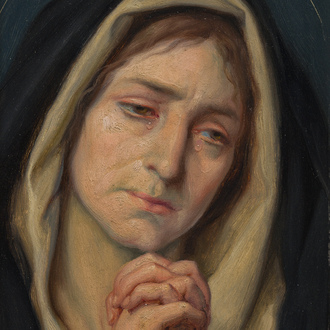Ernest Wante (1872-1960): 'De moeder van smerten', oil on panel, dated 1926