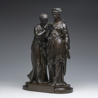 Jean-Louis Grégoire (1840-1890): Allegory of poetry, brown patinated bronze, foundry mark 'Societé des Bronzes'