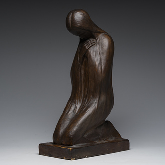 Pieter Franz Tinel (1895-1964): The kneeling woman, bronze patinated plaster
