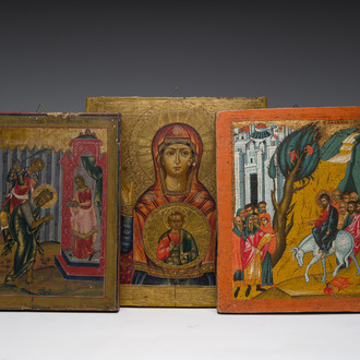 Three various Russian orthodox icons, 19th C.