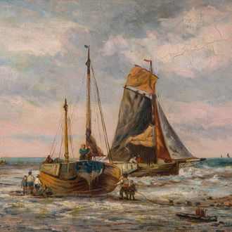 Auguste Musin (1852-1923, à la manière de): Voiliers en mer, huile sur toile, 19ème/20ème siècle
