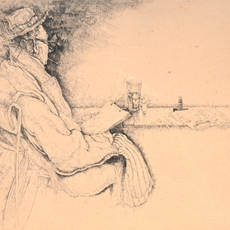 Jules De Bruycker (1870-1945): 'L'aquafortiste', etching, ed. 216/500, dated (19)42