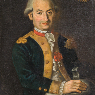 French school: Portrait of a scion of the d'Aulin family, oil on canvas, 18th C.