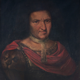French school: Portrait of a nobleman wearing a Roman style costume, oil on canvas, 18th C.