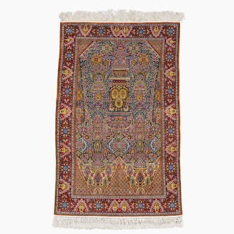 A Persian Qom (Qum/Ghom) silk 'millefleurs' rug, 20th C.